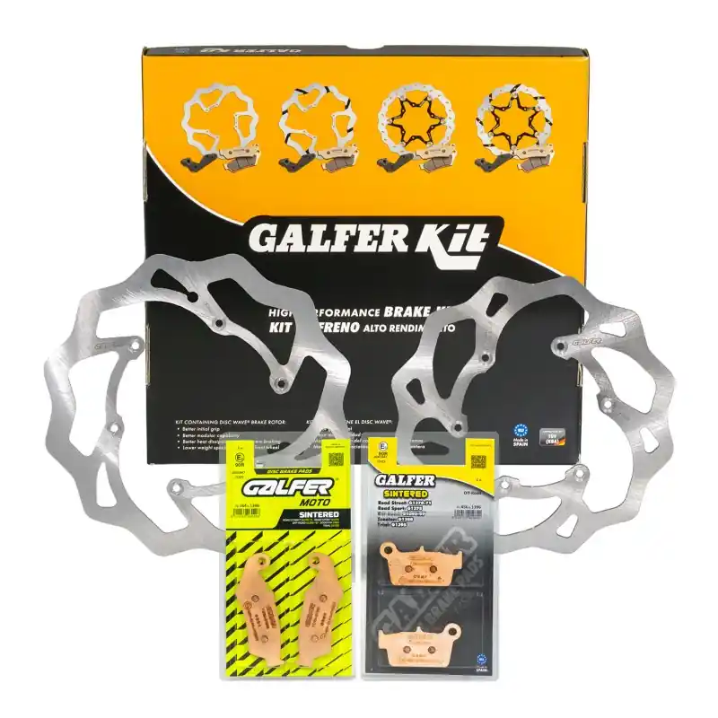 Łatwy zwrot GALFER ZESTAW BETA RR 2T 250/300 RACING ‘13-; RR 4T 350/390/430/480 RACING ‘13- (TARCZE I KLOCKI HAMULCOWE PRZÓD I TYŁ) - PATR