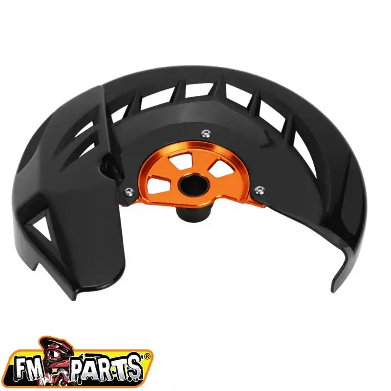 FM-PARTS OSŁONA TARCZY HAMULCOWEJ PRZÓD KTM ‘15- ‘23 KOLOR CZARNO POMARZŃCZOWY (OŚKA 22MM) Hit cenowy