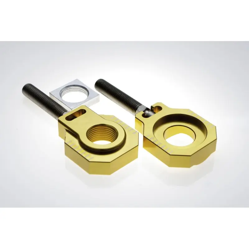 Hit cenowy ACCEL NAPINACZ TYLNEJ OŚKI ZE ŚRUBĄ KTM SX/SXF/EXC 125-530 ‘08- ‘12, EXC/EXCF ‘08- ‘19 (ŚR 20MM) KOLOR ZŁOTY (KPL. 2SZT.)