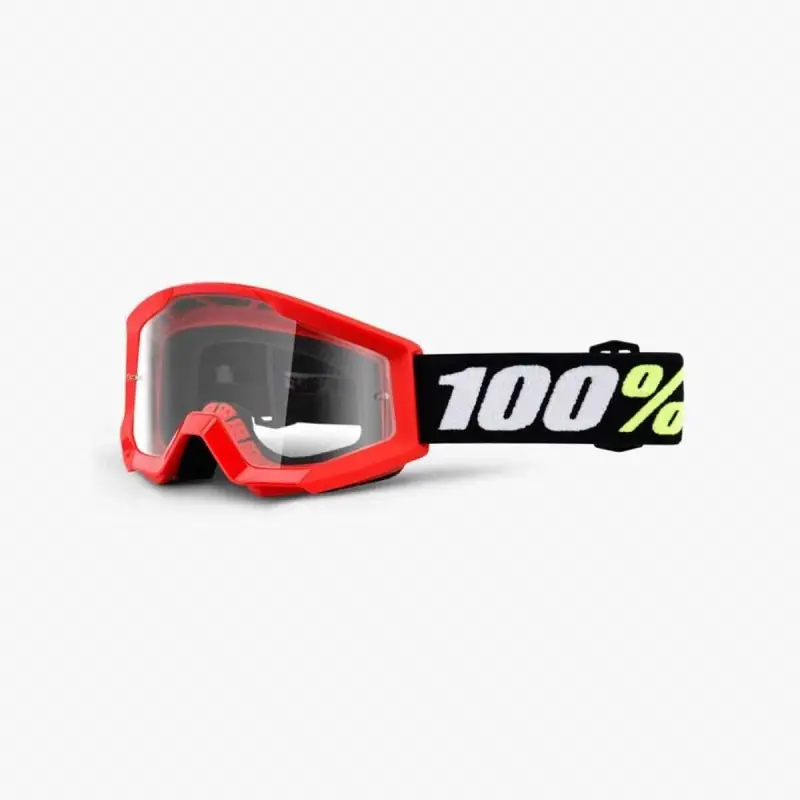 Szybka dostawa 100 PROCENT GOGLE STRATA MINI RED JUNIOR / KID / DZIECIĘCE KOLOR CZERWONY SZYBKA PRZEŹROCZYSTA ANTI-FOG STARY KOD 50600-003-02