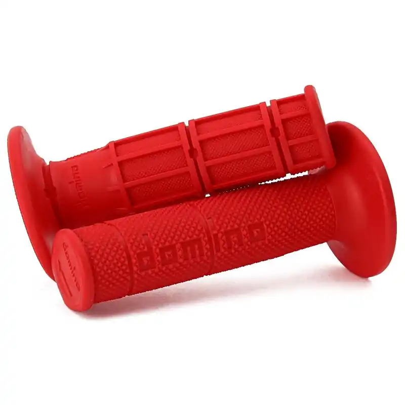 Ostatnie sztuki DOMINO MANETKI (GRIPY) OFF ROAD JEDNOSKŁADNIKOWE ULTRA SOFT (22+25MM, DŁ.120/123M) BEZ OTWORU KOLOR CZERWONY