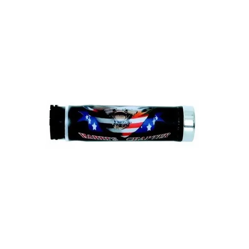 Zamów teraz HARRI ‘S WYPRZEDAŻ MANETKI 02601-HC FLAGA USA KOŃCÓWKĄ CHROM (130 MM/22 MM) BEZ OTWORU KOLOR CZARNY/CZERWONY/NIEBIESKI